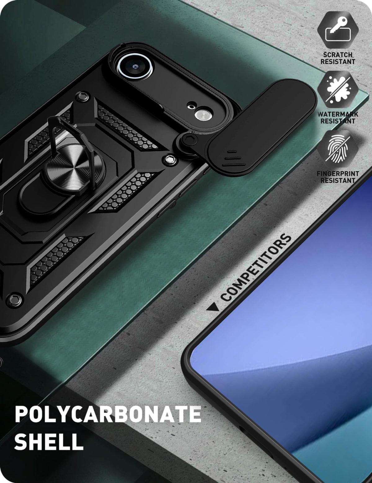 MOPAL iPhone 17 Air Stand Sliding Shock-Resistant Slide Silicone Case · 2