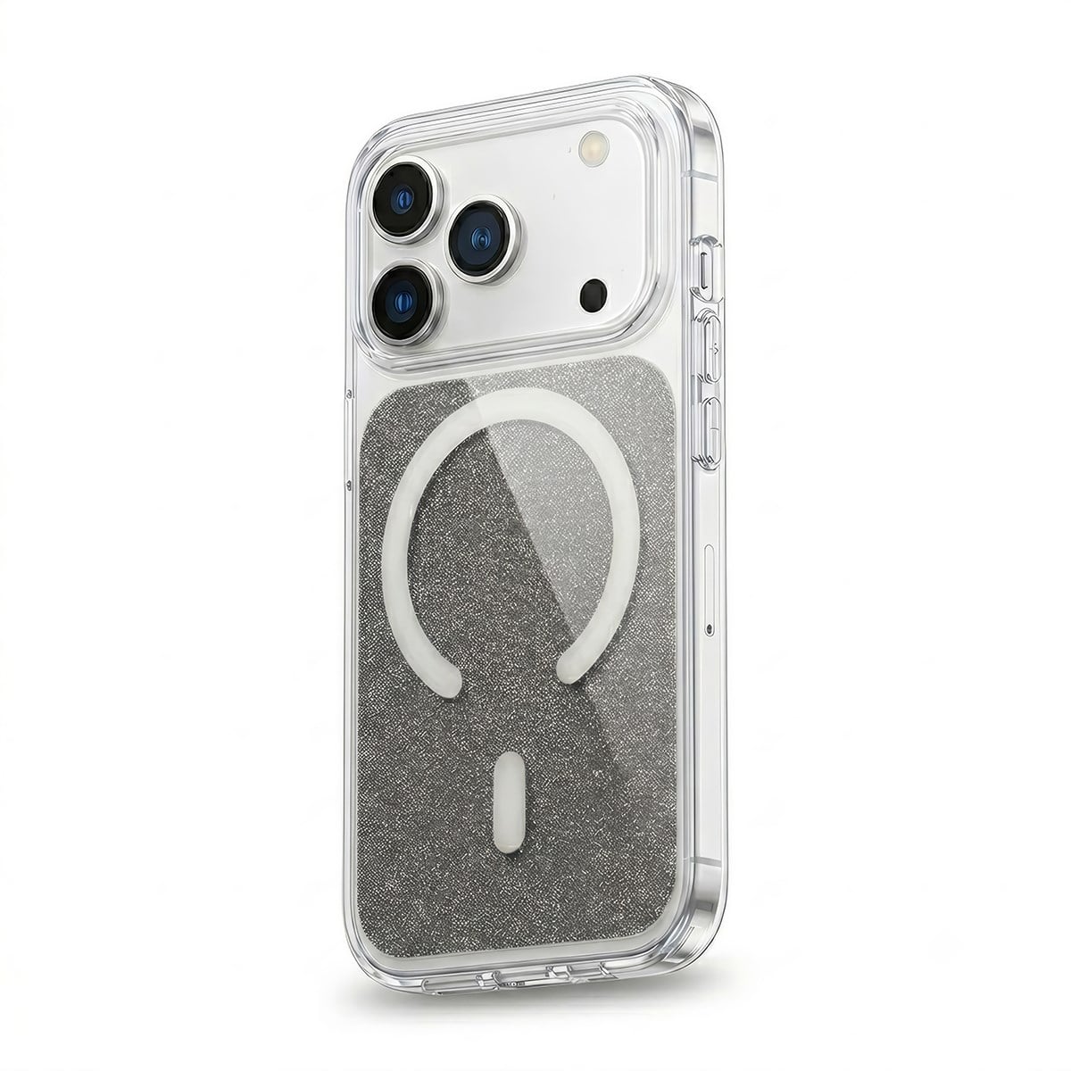 MOPAL MagSafe-Compatible Clear Glitter Detail Boxed Metal Buttons Sim Phone Case for iPhone 17 Pro Max · 5