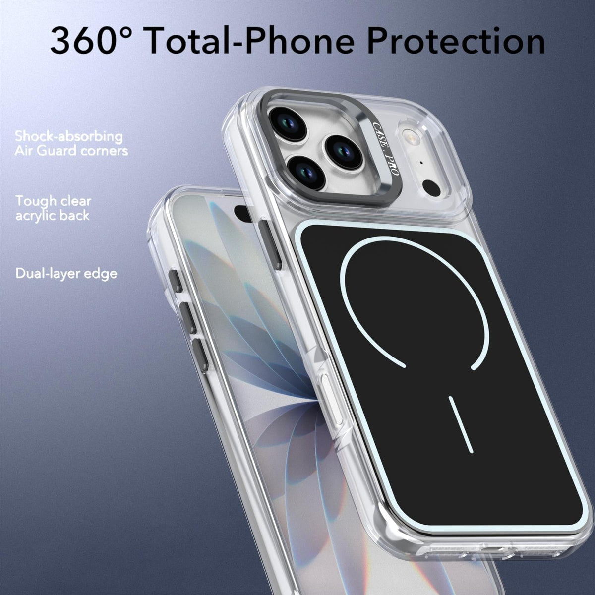 MOPAL MagSafe-Compatible Stand Plastic Edges Fin Silicone Case for iPhone 17 Pro Max · 6