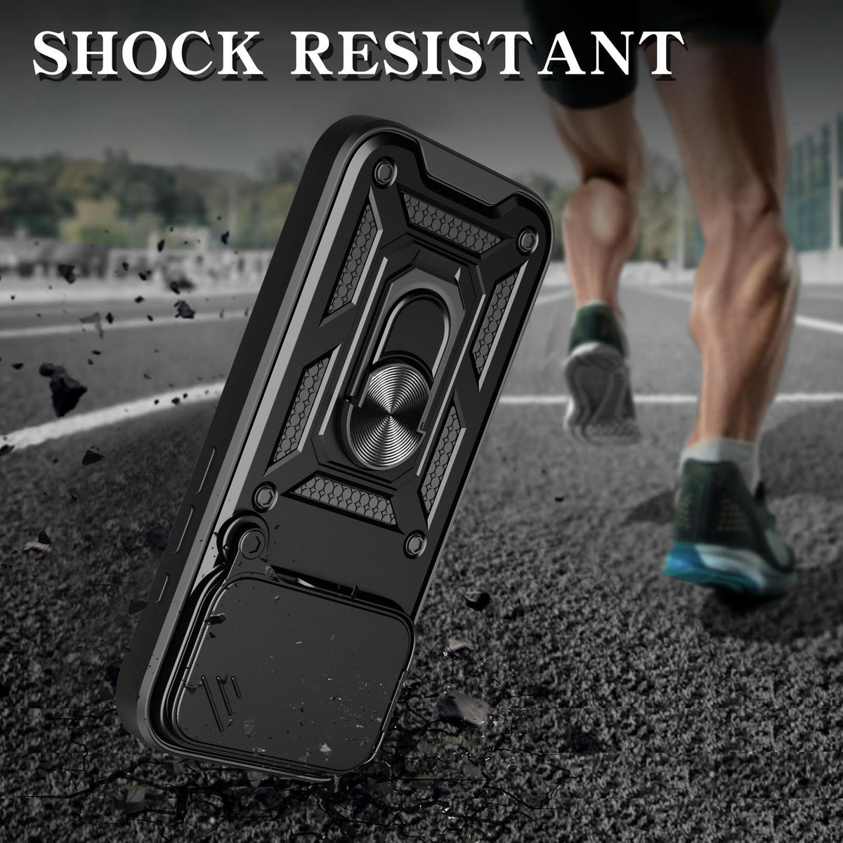 MOPAL iPhone 17 Pro Stand Sliding Shock-Resistant Slide Silicone Case · 2
