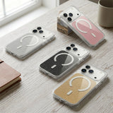 MOPAL MagSafe-Compatible Clear Glitter Detail Boxed Metal Buttons Sim Phone Case for iPhone 17 Pro · 6