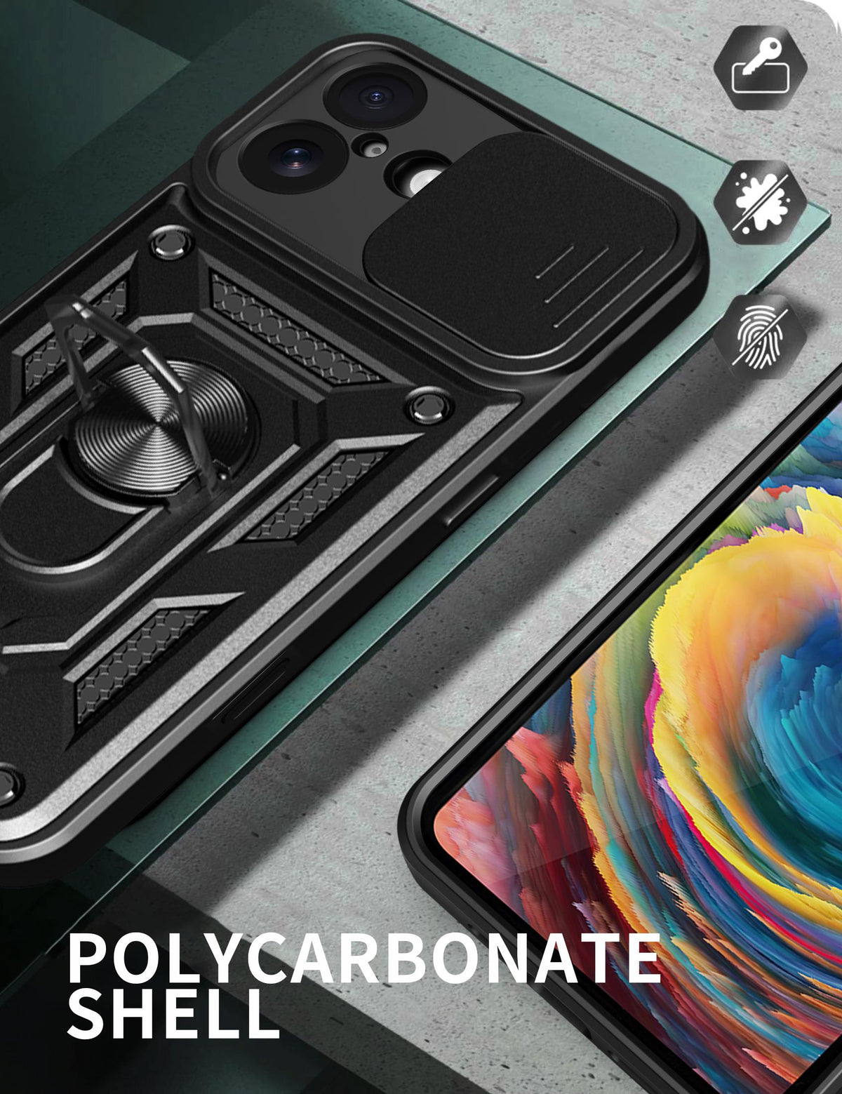 MOPAL iPhone 17 Stand Sliding Shock-Resistant Slide Silicone Case · 3