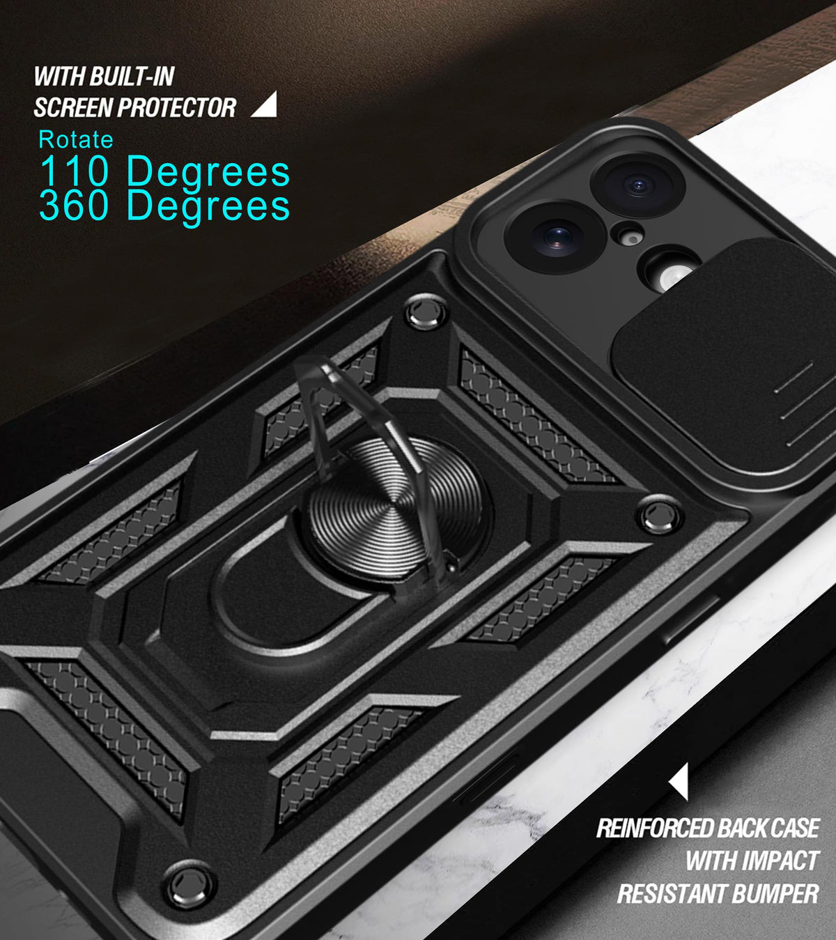 MOPAL iPhone 17 Stand Sliding Shock-Resistant Slide Silicone Case · 4