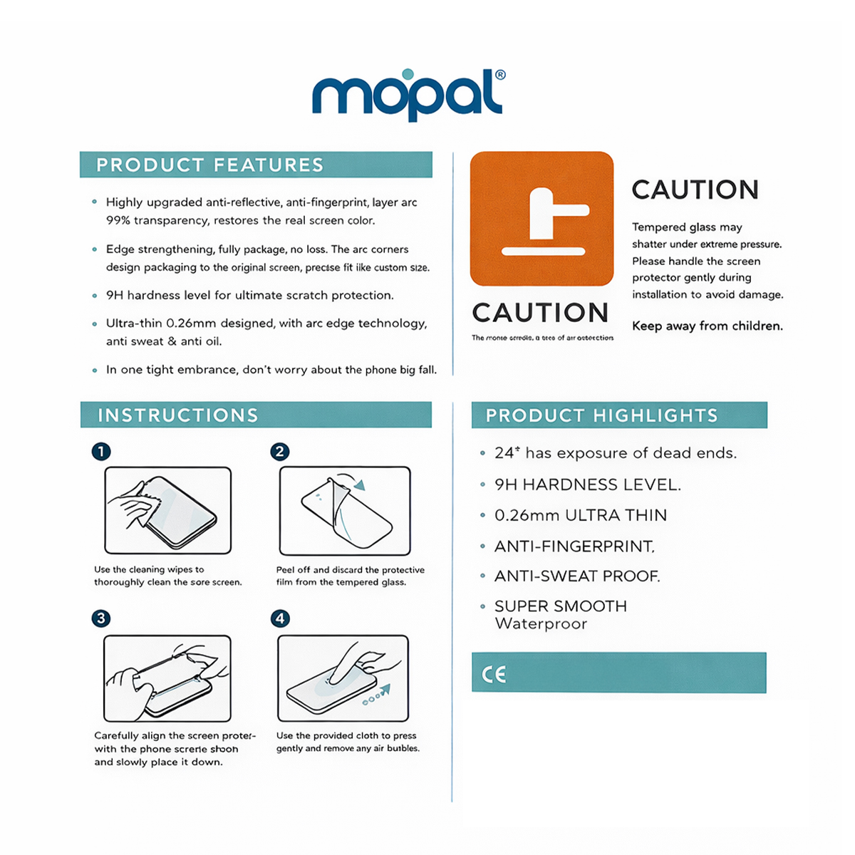 MOPAL 0.2mm Anti-Static UnLock Tempered Glass Screen Protector for Samsung Galaxy S24 / Samsung Galaxy S25 · 3