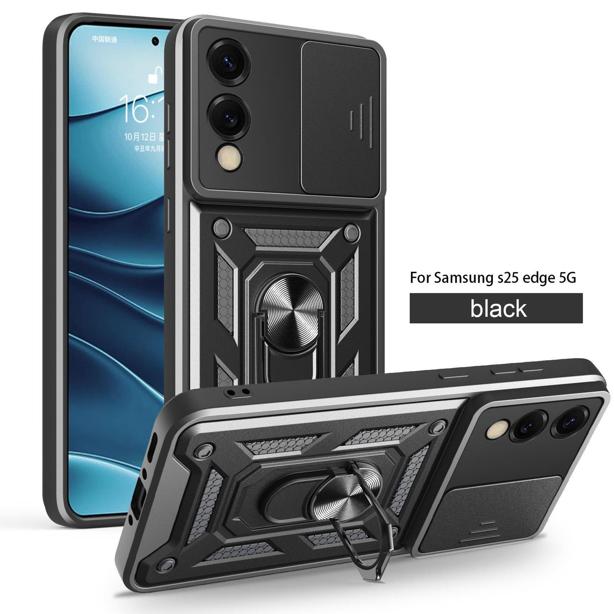 MOPAL Samsung S25 Edge Stand Sliding Shock-Resistant Slide Silicone Case · 2