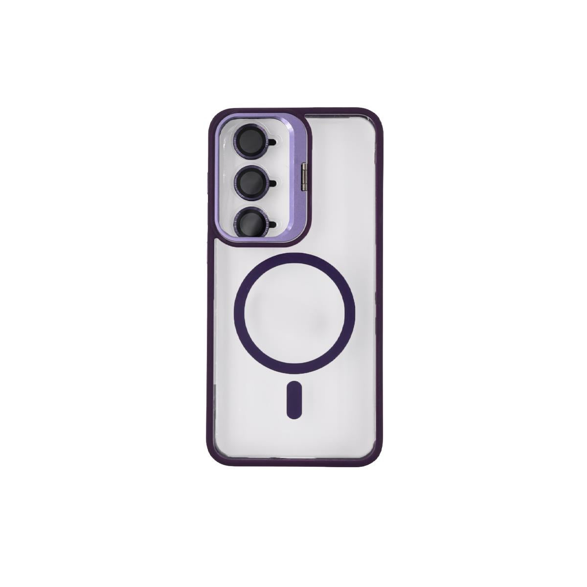 MOPAL MagSafe-Compatible Stand Camera-Lens Protection Clear Pass-1 Silicone Case for Samsung Galaxy S25 Plus · 3