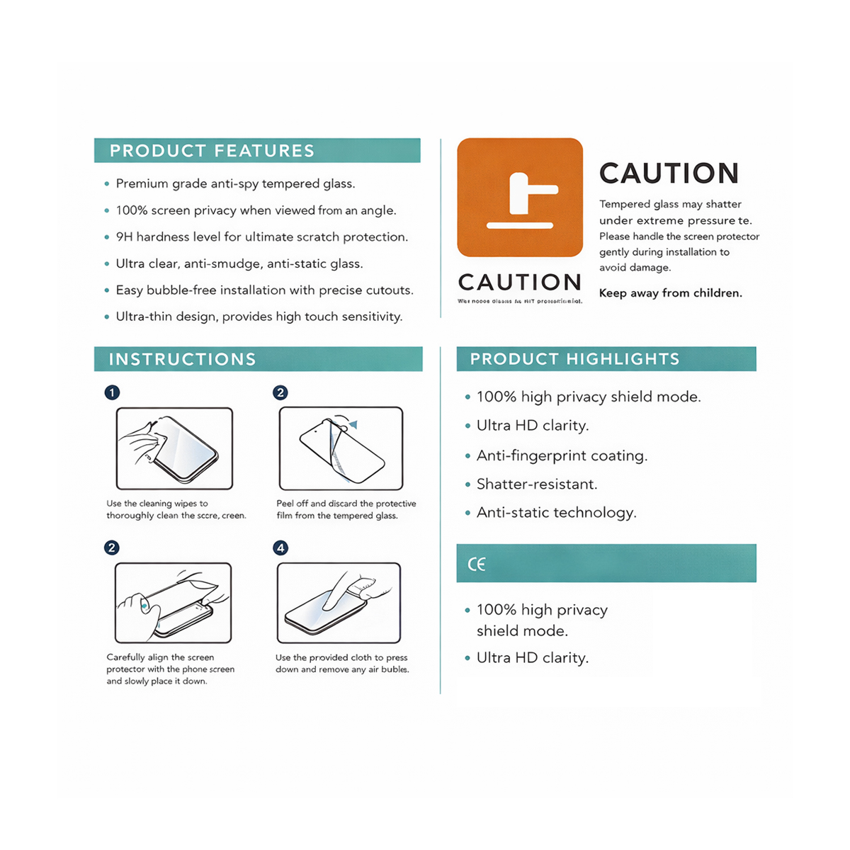 MOPAL 0.2mm Anti-Static UnLock Privacy Tempered Glass Screen Protector for Samsung Galaxy S26 · 3
