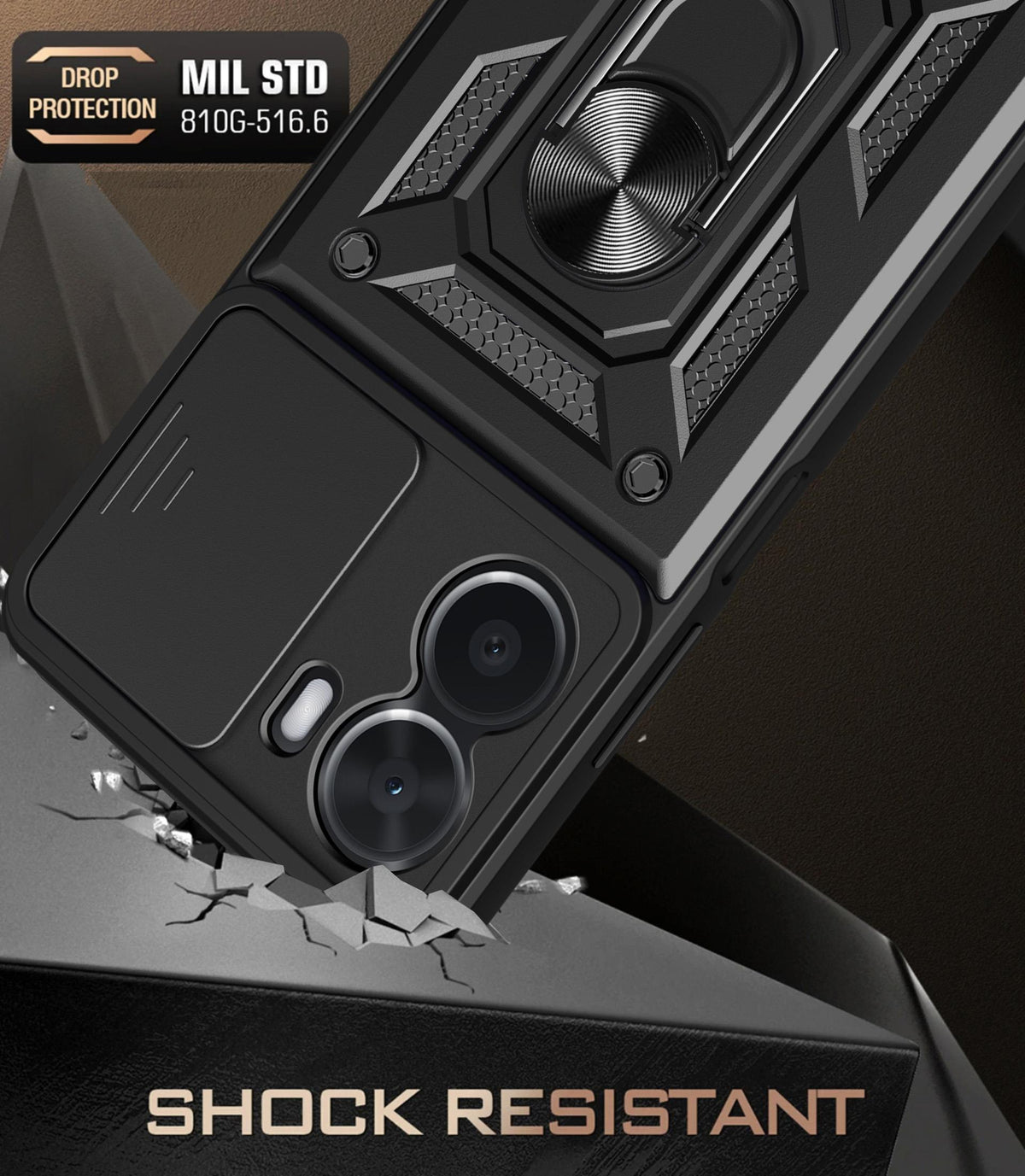 MOPAL Vivo Y16 Stand Sliding Shock-Resistant Slide Silicone Case · 3