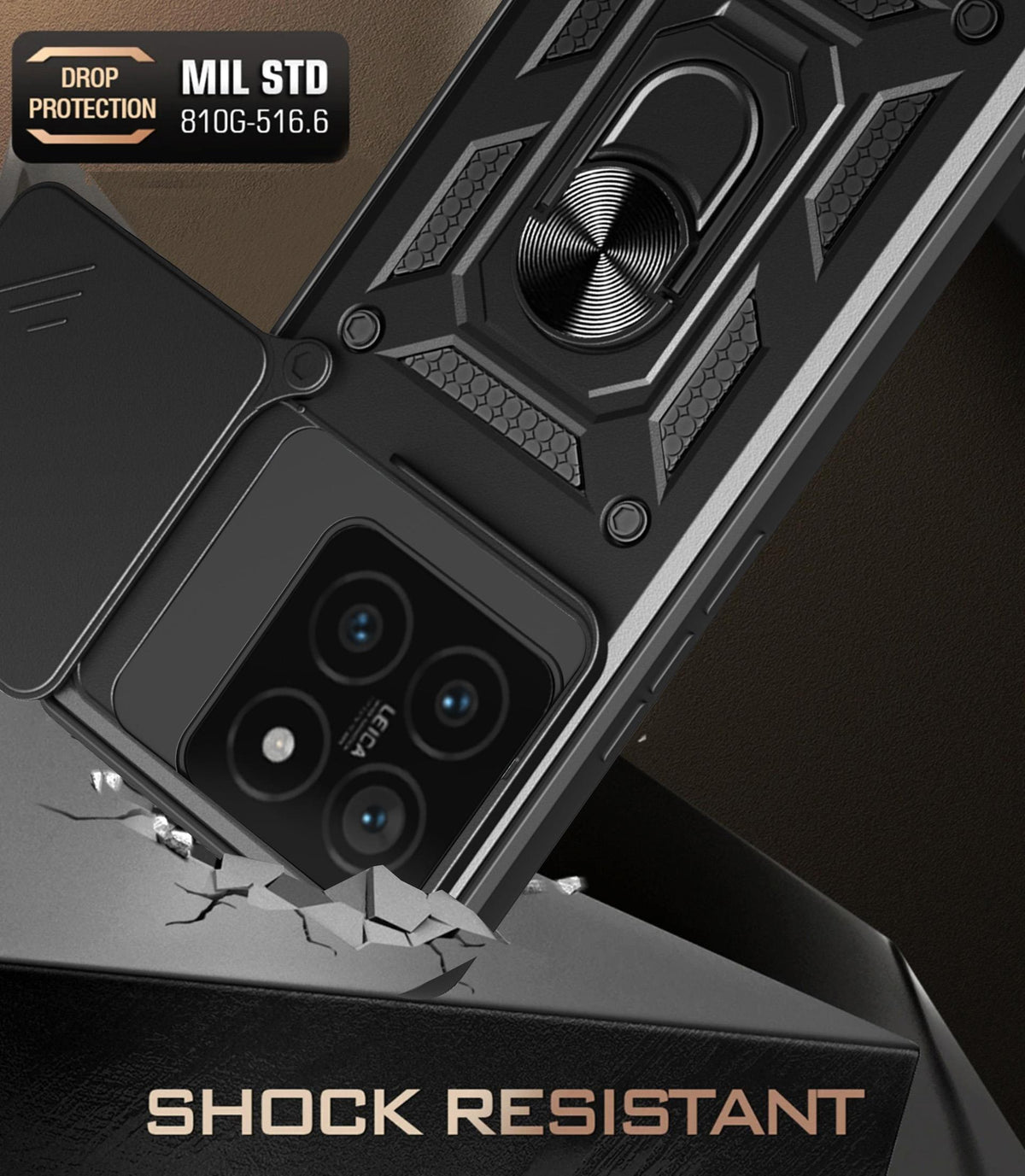 MOPAL Xiaomi Mi 14T Stand Sliding Shock-Resistant Slide Silicone Case · 3