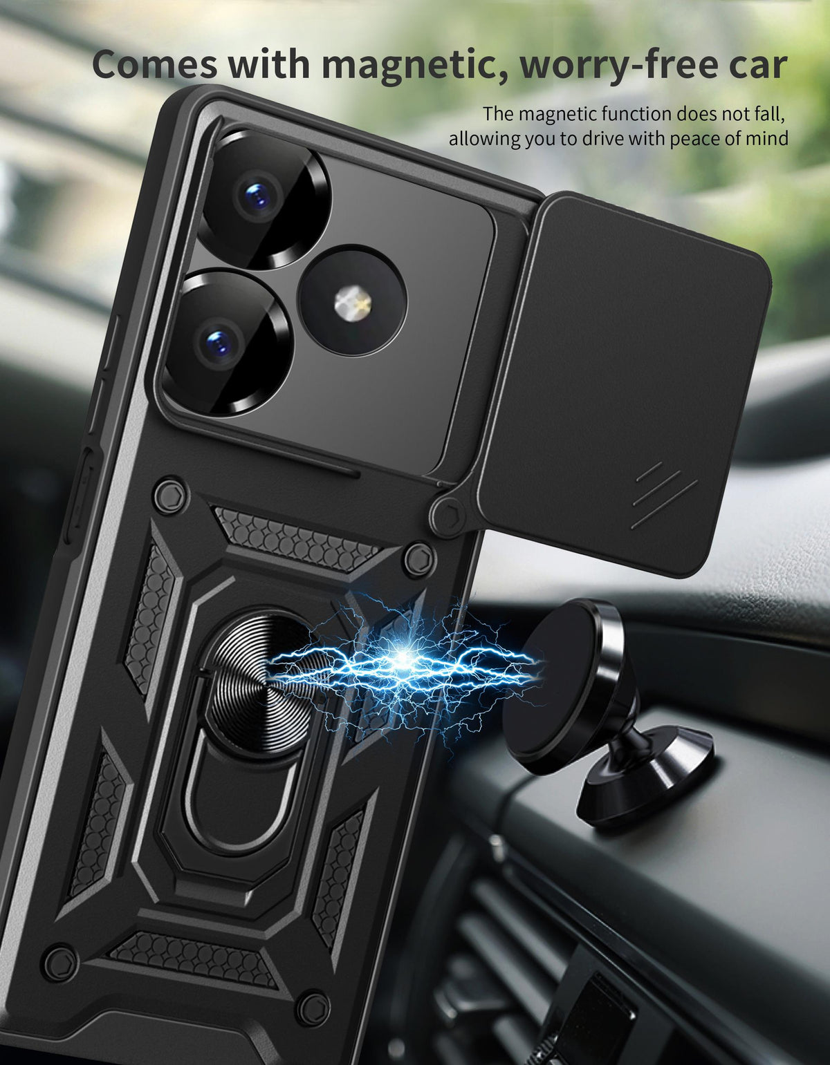 MOPAL Xiaomi Redmi Note 13 4G Stand Sliding Shock-Resistant Slide Silicone Case · 4