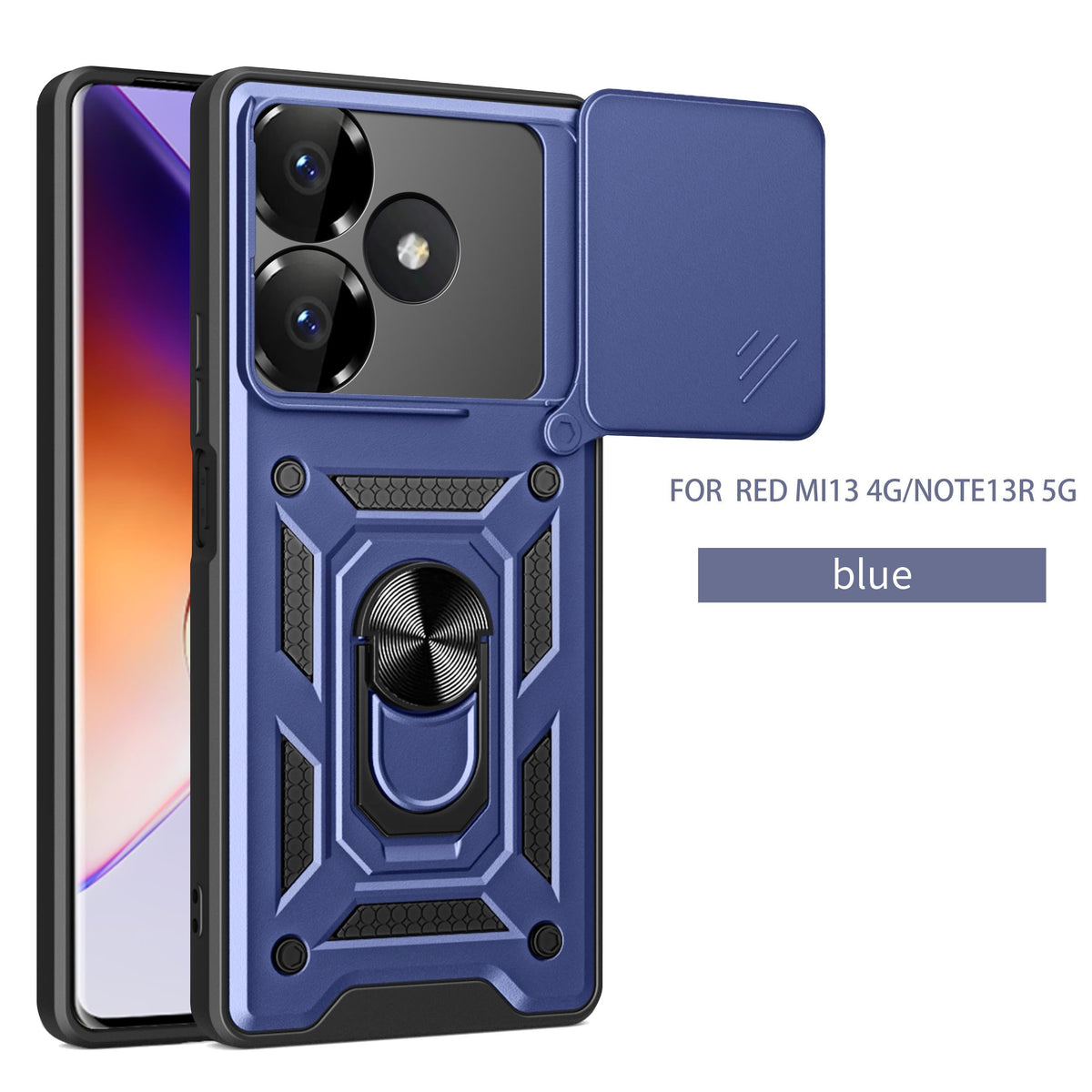 MOPAL Xiaomi Redmi Note 13 4G Stand Sliding Shock-Resistant Slide Silicone Case · 2