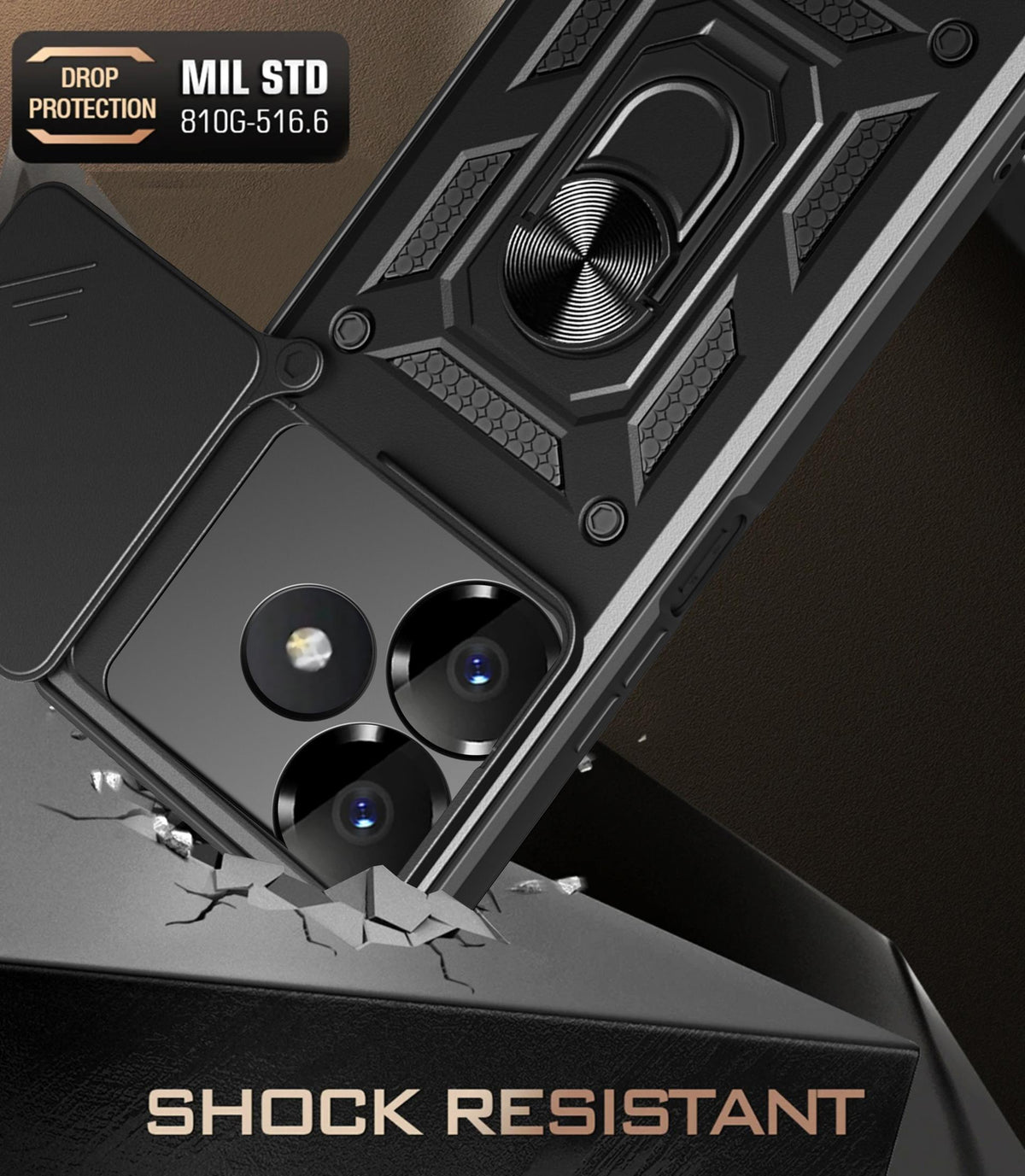 MOPAL Xiaomi Redmi Note 13 4G Stand Sliding Shock-Resistant Slide Silicone Case · 3