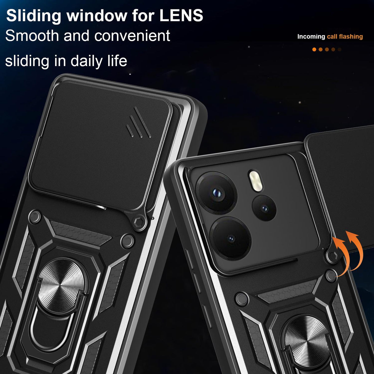 MOPAL Xiaomi Redmi Note 14 4G Stand Sliding Shock-Resistant Slide Silicone Case · 6