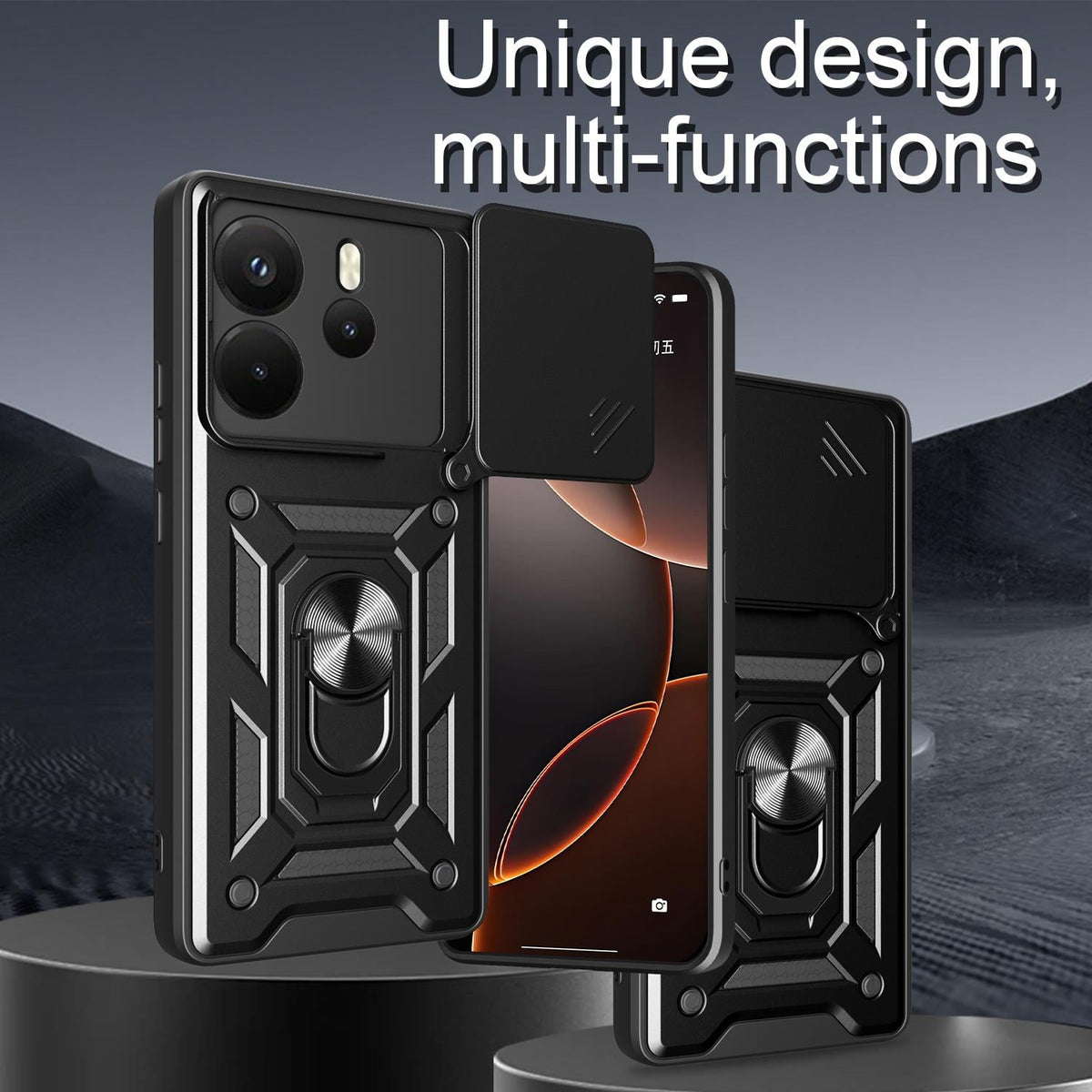 MOPAL Xiaomi Redmi Note 14 4G Stand Sliding Shock-Resistant Slide Silicone Case · 3
