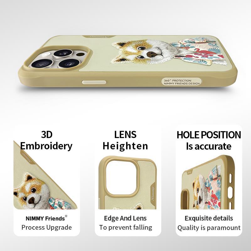 NIMMY · 3D Embroidered Kıyafetli Shiba Inu Dog Design Silicone Case for iPhone 14 Pro Max · 3