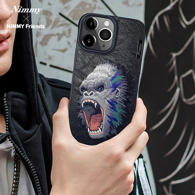 NIMMY · 3D Faux Leather Üstüne Embroidered King Kong Patterned Case 2.0 for iPhone 14 Pro Max · 3