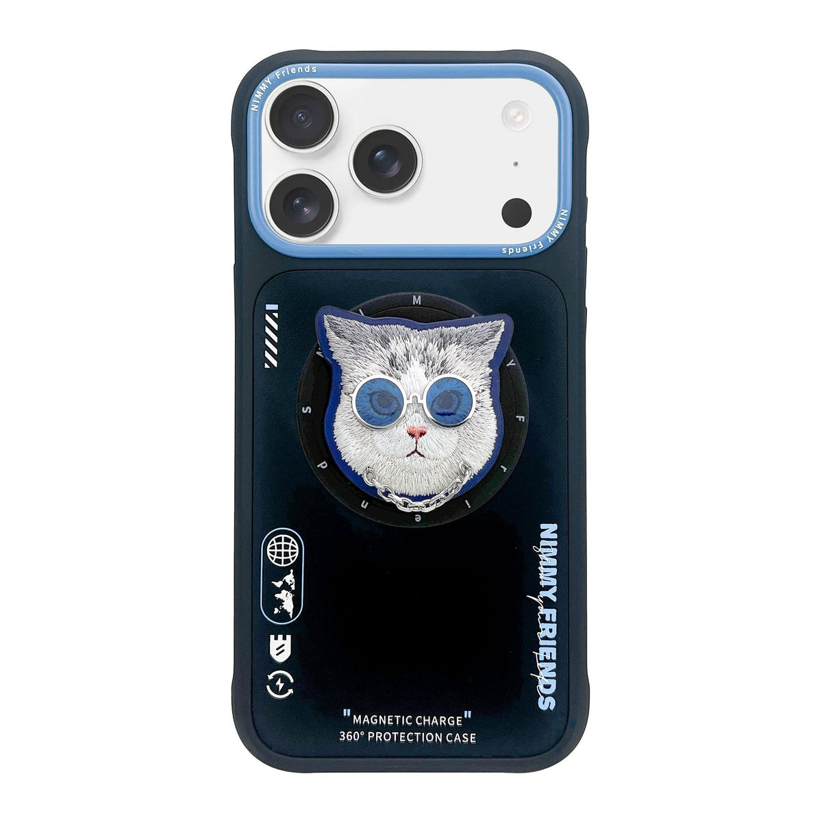 NIMMY 3D Pop Socket Aparatlı 3D Gözlük Zincir Cat Detail Cool Cute 2.0 Case for iPhone 17 Pro / iPhone 18 Pro · 1