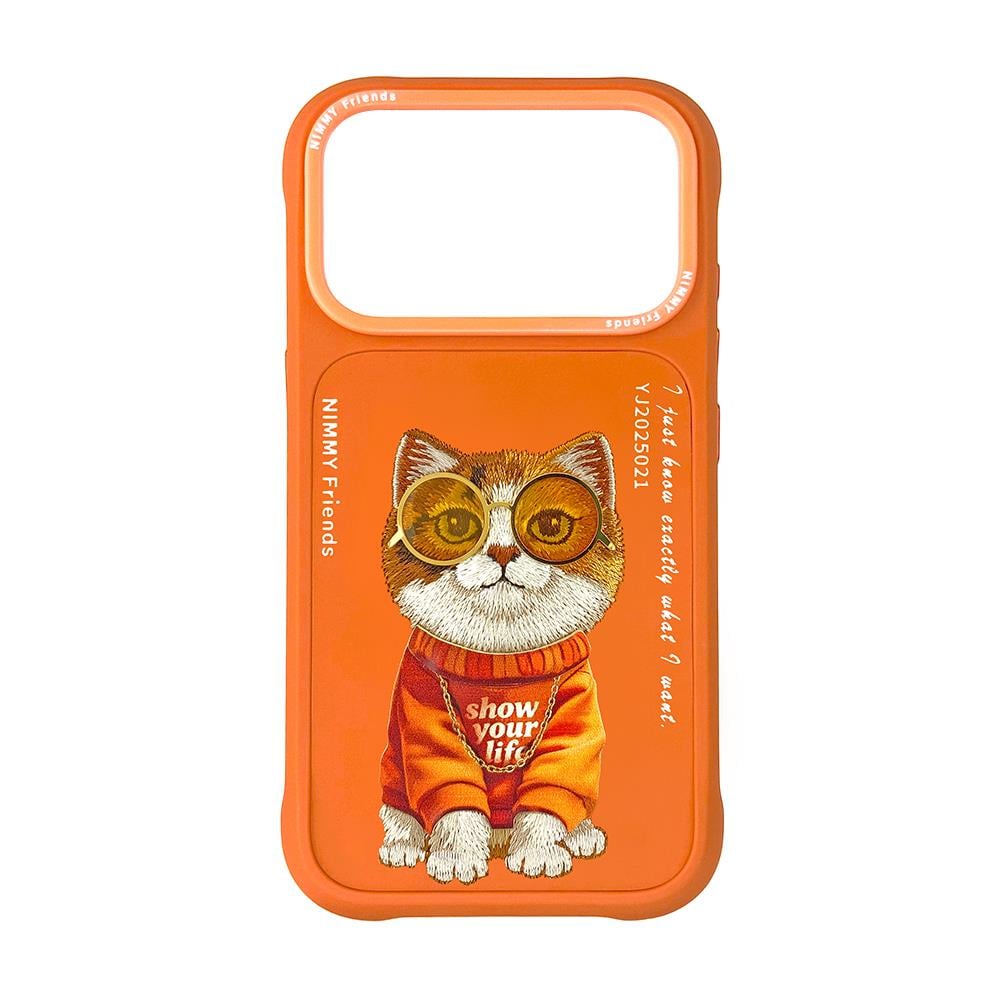 NIMMY Embroidery Gözlük and Zincir Patterned Turuncu Glasses Series Catli Phone Case for iPhone 17 Pro / iPhone 18 Pro · 1
