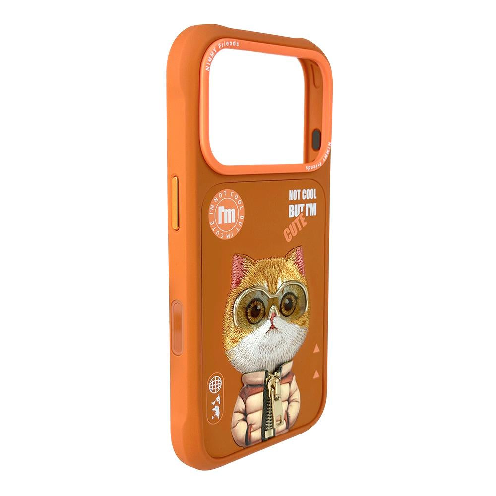 NIMMY Embroidery Fermuar and Gözlüklü Catli Cool Cute Turuncu Phone Case for iPhone 17 Pro / iPhone 18 Pro · 4