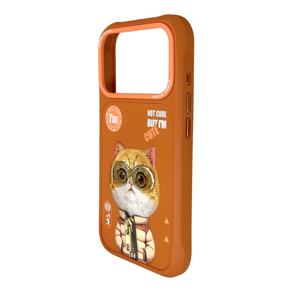 NIMMY Embroidery Fermuar and Gözlüklü Catli Cool Cute Turuncu Phone Case for iPhone 17 Pro / iPhone 18 Pro · 3