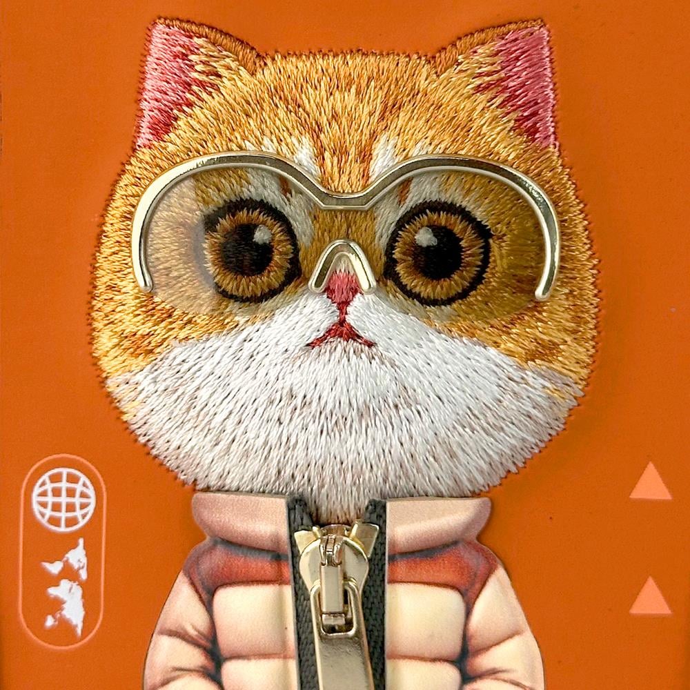 NIMMY Embroidery Fermuar and Gözlüklü Catli Cool Cute Turuncu Phone Case for iPhone 17 Pro / iPhone 18 Pro · 6