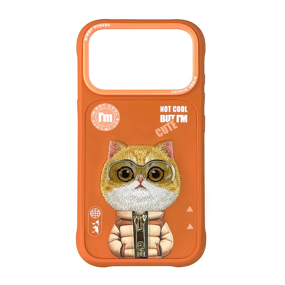 NIMMY Embroidery Fermuar and Gözlüklü Catli Cool Cute Turuncu Phone Case for iPhone 17 Pro / iPhone 18 Pro · 1