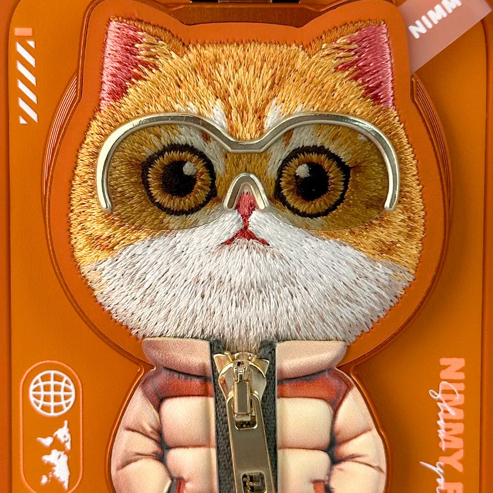 NIMMY Case MagSafe Embroidered Cat Figürü Zipper Detail 2.0 Turuncu 360° Koruma for iPhone 17 Pro / iPhone 18 Pro · 6