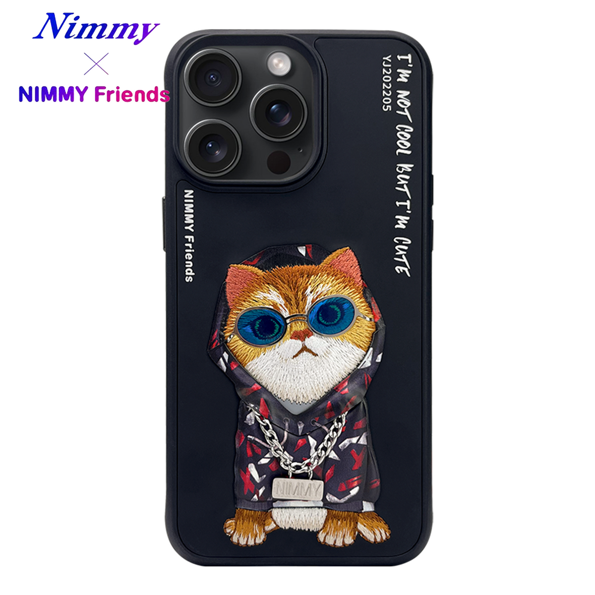 NIMMY iPhone 13 Pro · 3D Embroidered Cat Figürlü Gözlük and Zincir Detail Cool Glasses Case · 1