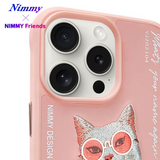 NIMMY iPhone 13 Pro · 3D Embroidered Cat Figürlü Gözlük and Zincir Detail Cool Glasses Case · 3