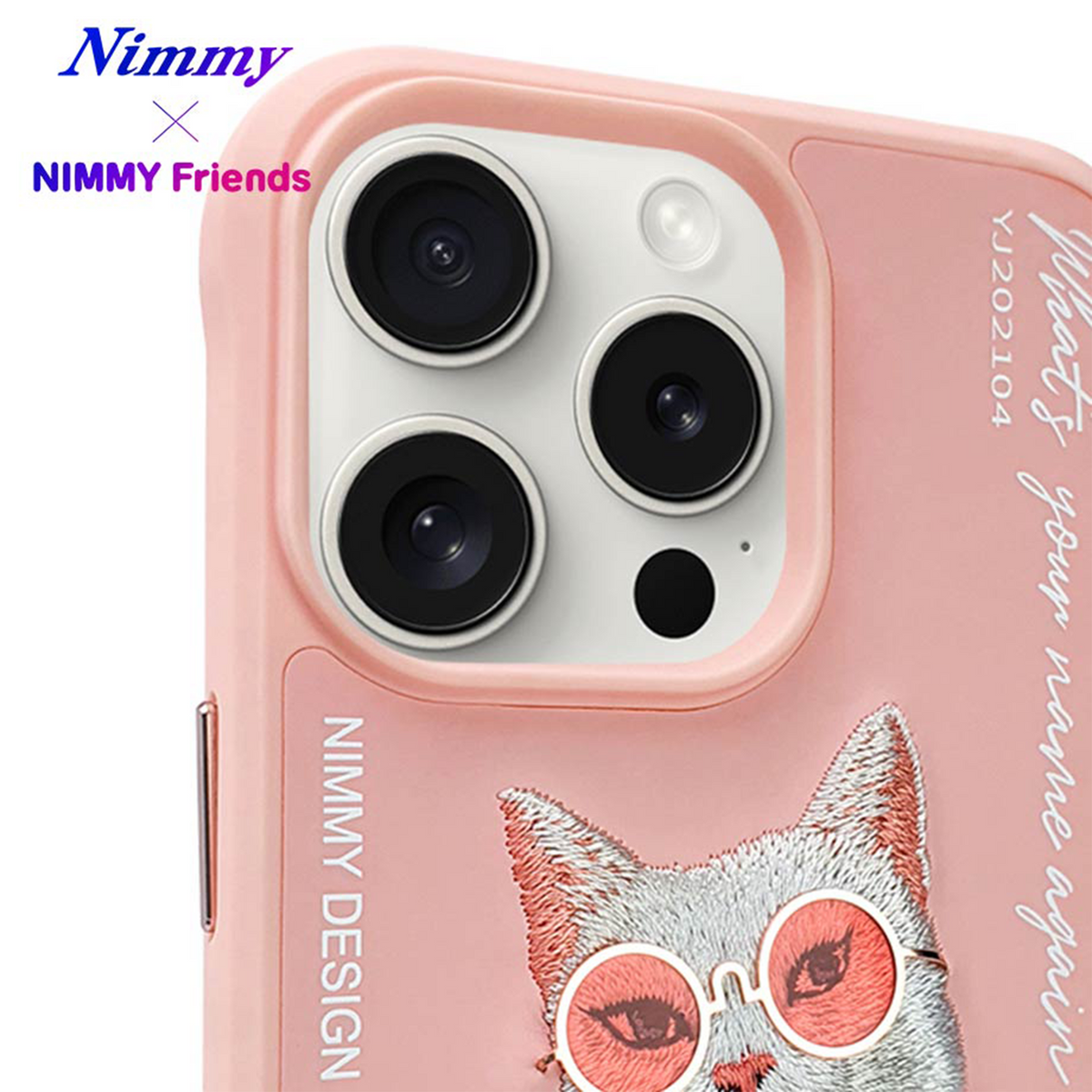 NIMMY iPhone 13 Pro · 3D Embroidered Cat Figürlü Gözlük and Zincir Detail Cool Glasses Case · 3