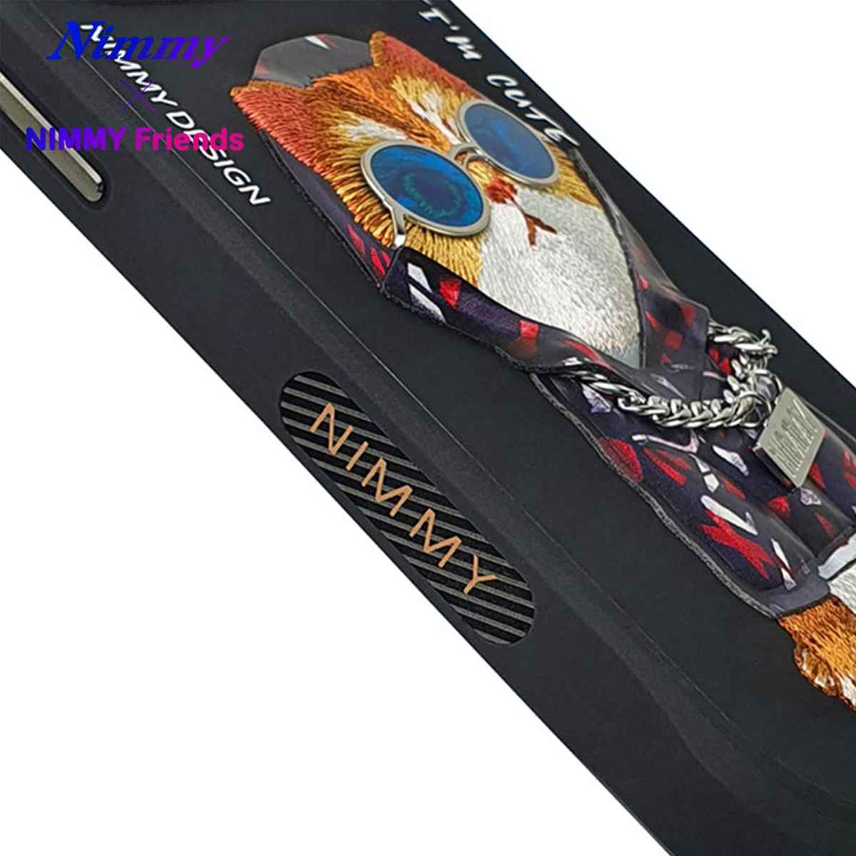 NIMMY iPhone 13 Pro · 3D Embroidered Cat Figürlü Gözlük and Zincir Detail Cool Glasses Case · 5