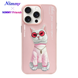NIMMY iPhone 13 Pro · 3D Embroidered Cat Figürlü Gözlük and Zincir Detail Cool Glasses Case · 1
