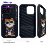NIMMY iPhone 13 Pro · 3D Embroidered Cat Figürlü Gözlük and Zincir Detail Cool Glasses Case · 2
