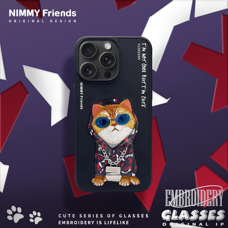 NIMMY iPhone 13 Pro · 3D Embroidered Cat Figürlü Gözlük and Zincir Detail Cool Glasses Case · 8