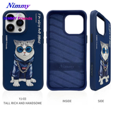 NIMMY iPhone 13 Pro Max · 3D Embroidered Cat Figürlü Gözlük and Zincir Detail Cool Glasses Case · 2