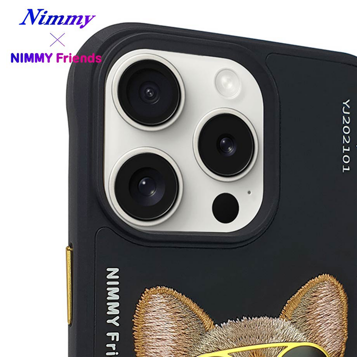NIMMY iPhone 13 Pro Max · 3D Embroidered Dog Figürlü Gözlük and Zincir Detail Cool Glasses Case · 3