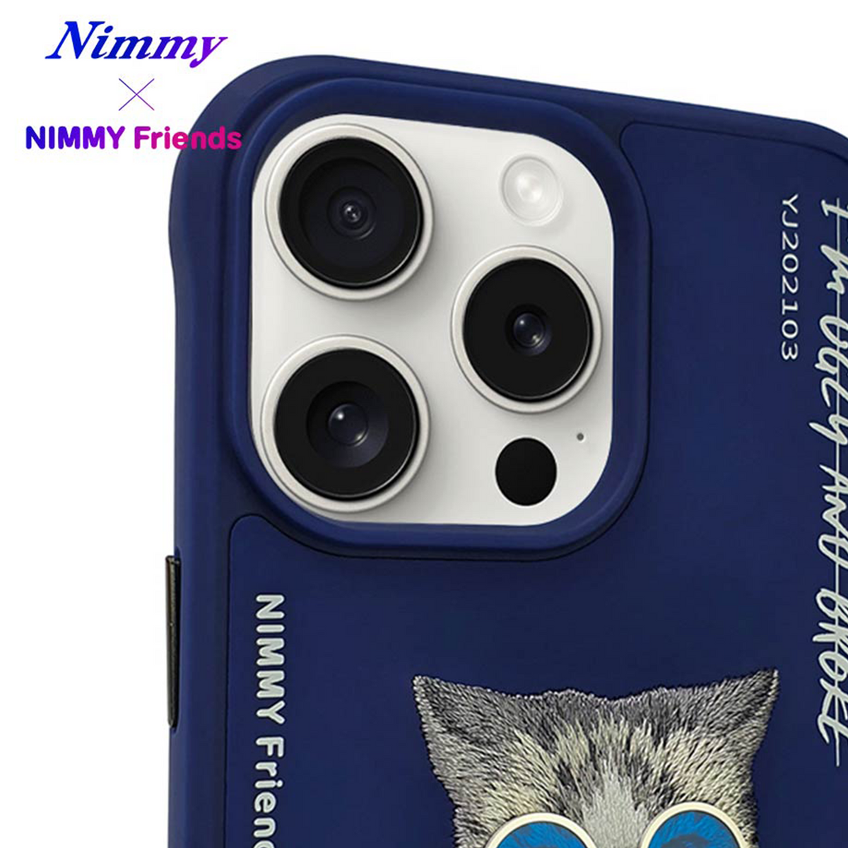 NIMMY iPhone 13 Pro Max · 3D Embroidered Cat Figürlü Gözlük and Zincir Detail Cool Glasses Case · 3