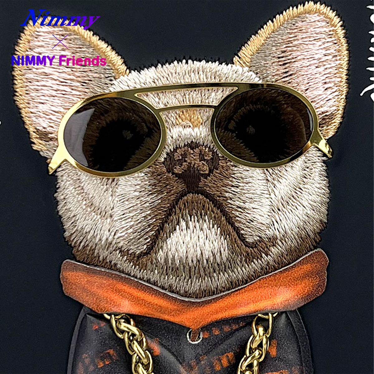 NIMMY iPhone 13 Pro Max · 3D Embroidered Dog Figürlü Gözlük and Zincir Detail Cool Glasses Case · 5
