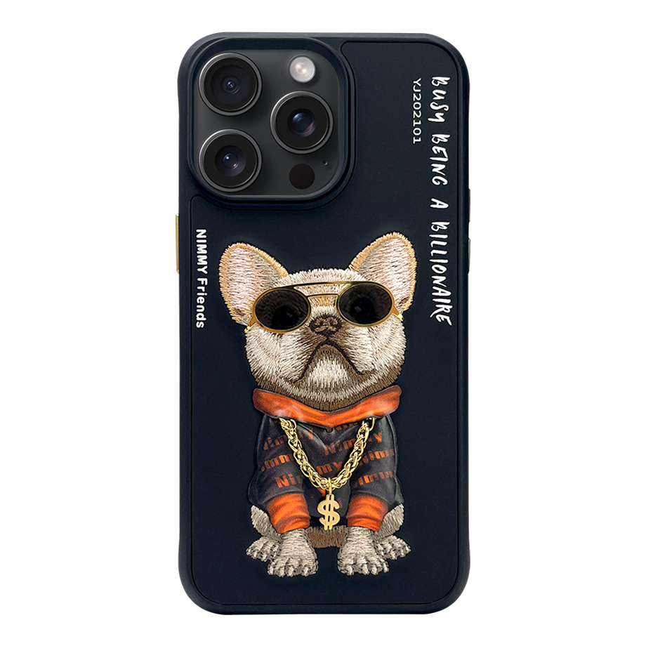NIMMY · 3D Embroidered Zincir and Glasses Detail Dog Design Case for iPhone 14 Pro Max · 1