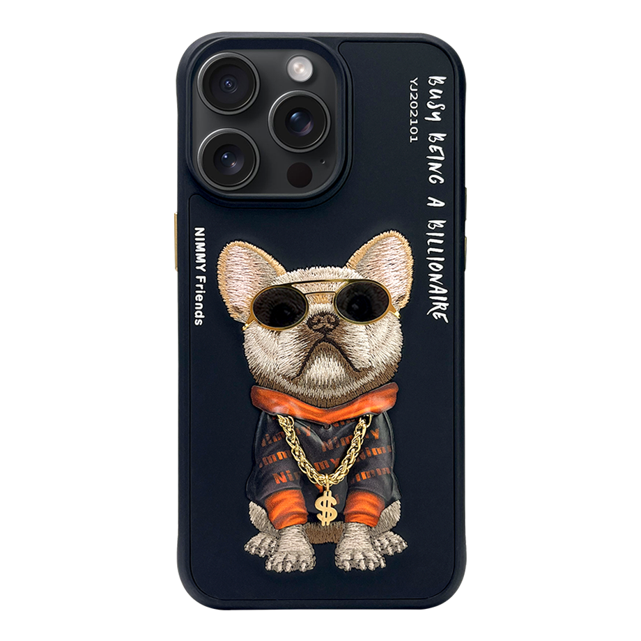 NIMMY · 3D Embroidered Zincir and Glasses Detail Dog Design Case for iPhone 14 Pro Max · 2