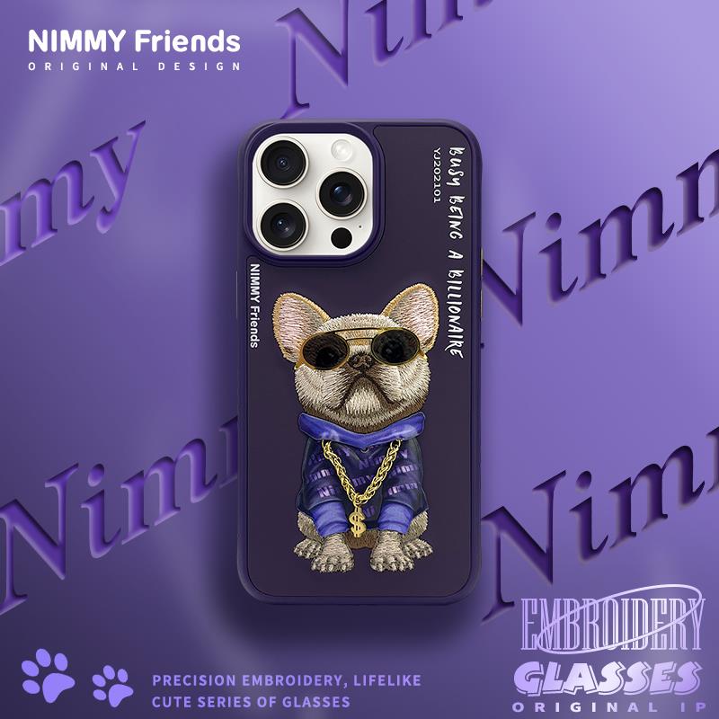NIMMY iPhone 14 Pro · 3D Embroidered Dog Figürlü Gözlük and Zincir Detail Cool Glasses Case · 6