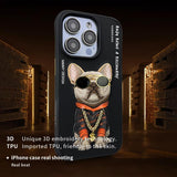 NIMMY iPhone 14 Pro · 3D Embroidered Dog Figürlü Gözlük and Zincir Detail Cool Glasses Case · 7