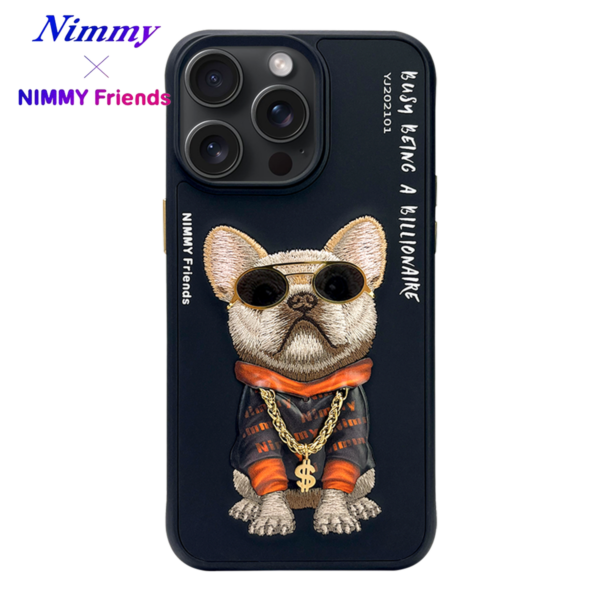 NIMMY iPhone 14 Pro · 3D Embroidered Dog Figürlü Gözlük and Zincir Detail Cool Glasses Case · 1