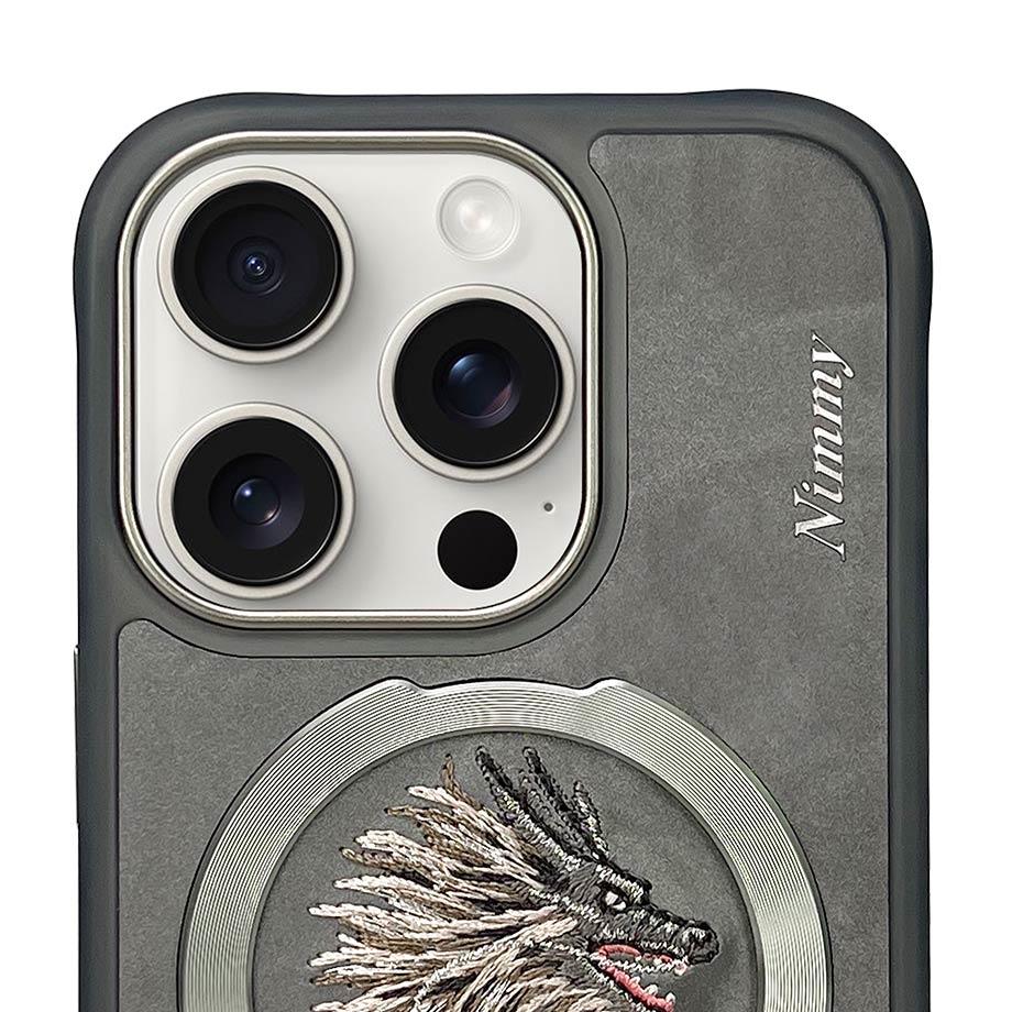 NIMMY · MagSafe-Compatible 3D Embroidered Golden Dragon Patterned Case for iPhone 14 Pro Max · 3
