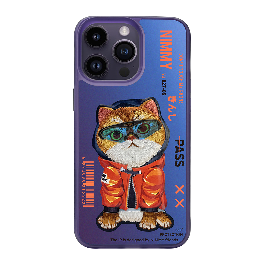 NIMMY iPhone 14 Pro Max Glossy Zemin Üstüne Embroidered Gözlük Mont Detail 3D Catli Case · 1