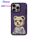 NIMMY iPhone 14 Pro · Faux Leather Üstüne 3D Embroidered and Kıyafet Kabartmalı Ayıcık Case · 1
