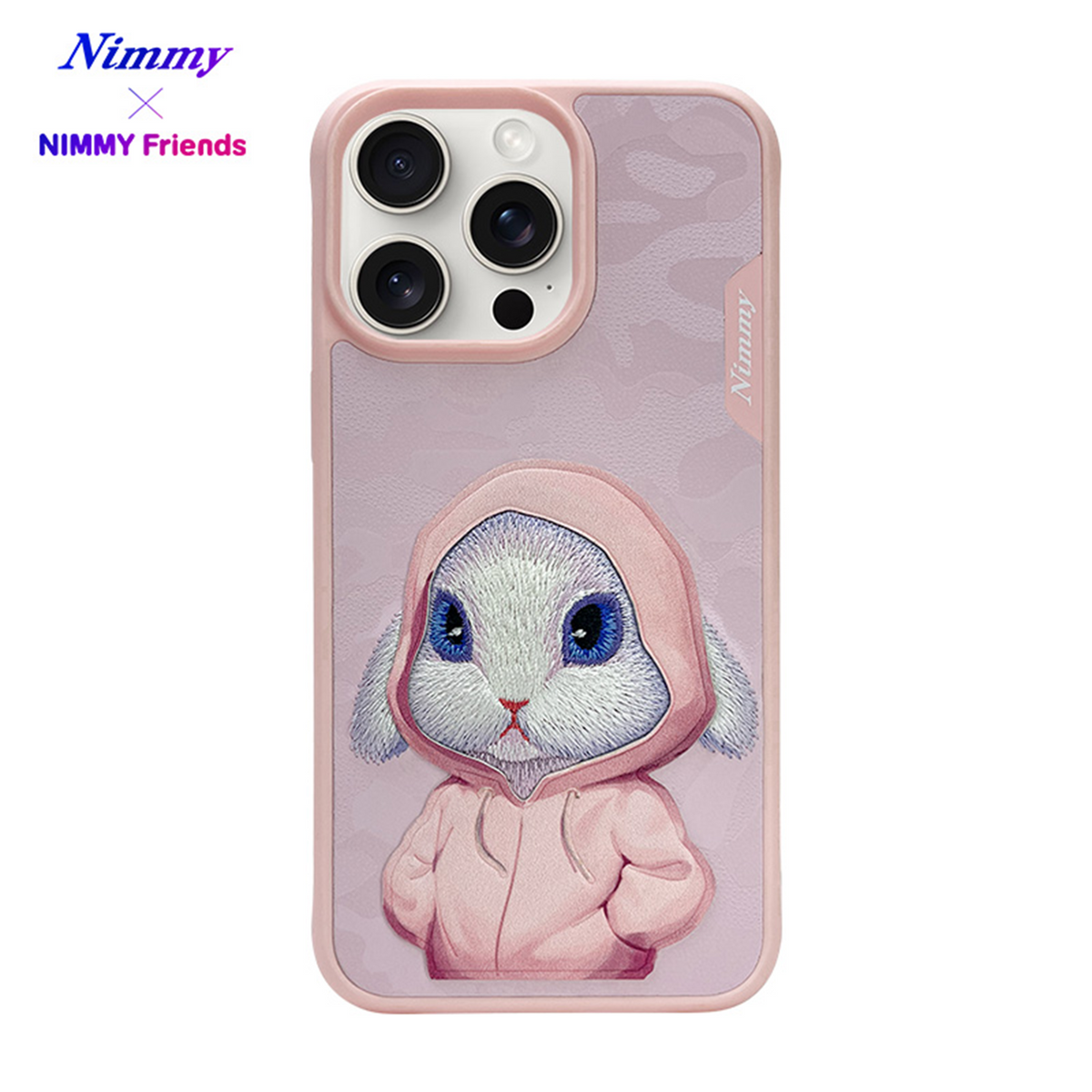 NIMMY iPhone 14 Pro · Faux Leather Üstüne 3D Embroidered and Kıyafet Kabartmalı Tavşan Figürlü Case · 1