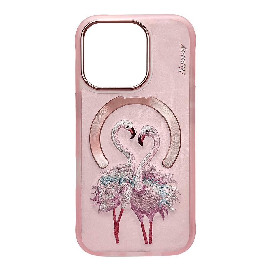 NIMMY · MagSafe-Compatible 3D Embroidered Flamingo Patterned Case for iPhone 15 · 2