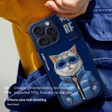NIMMY · 3D Embroidered Fermuarlı Mont and Glasses Detail Premium Cat Case 2.0 for iPhone 15 · 3