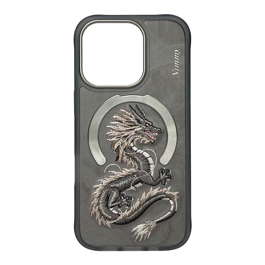 NIMMY · MagSafe-Compatible 3D Embroidered Golden Dragon Patterned Case for iPhone 15 · 1